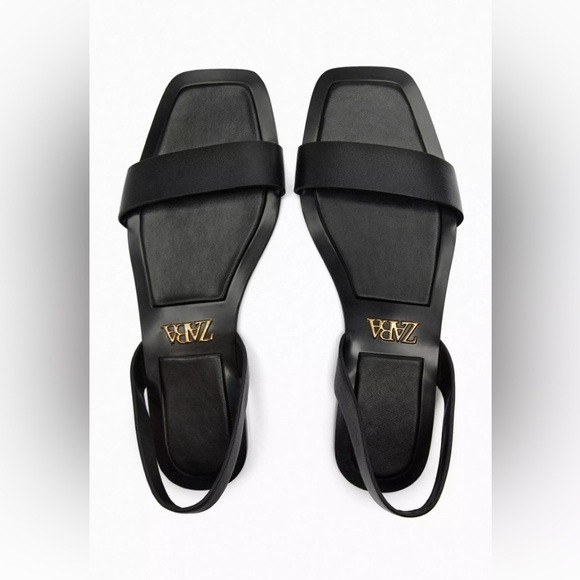 Zara | Women | NWT Leather Slider Sandals black Size 39. - Picture 3 of 7